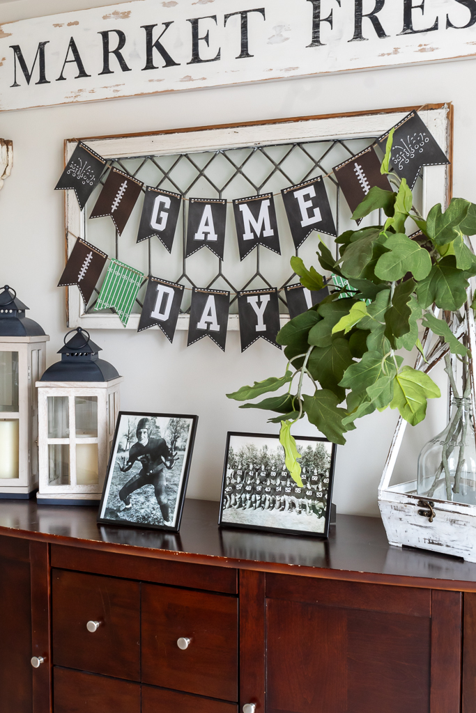 Free game day printable party banner for a football tailgate or watch party for the Super Bowl