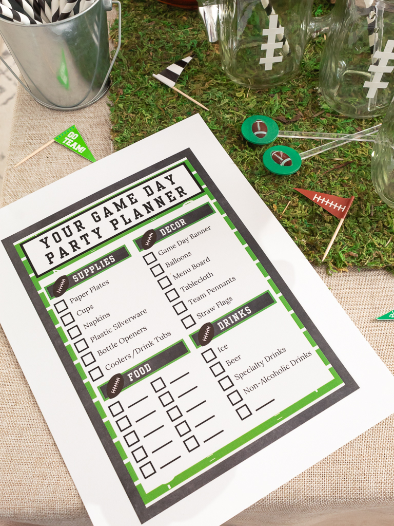 Free printable party planning checklist for hosting a Super Bowl party