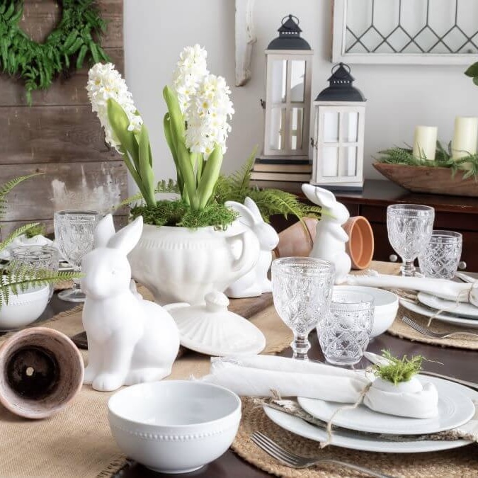 Rustic and Neutral Table set for Easter Brunch