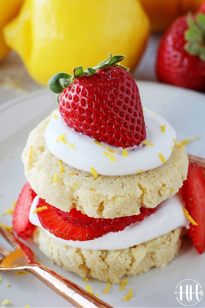 Lemon Strawberry Shortcake Cookie Stack from Happi Homemade Blog