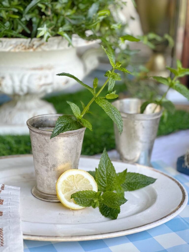 Mint Julep in julep cups from Vintage Home Designs