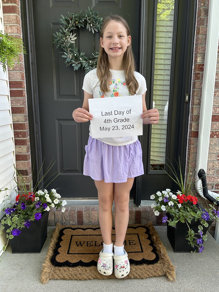 Last day of 4th grade photos on the porch