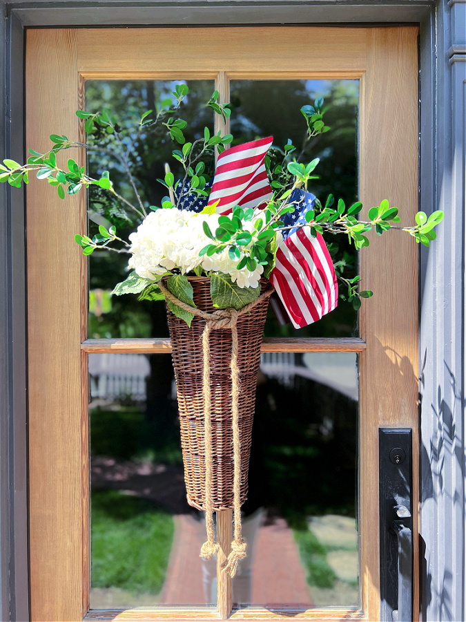 Red, white, and blue door basket from the Tattered Pew - Week in Rewind Voluem 83