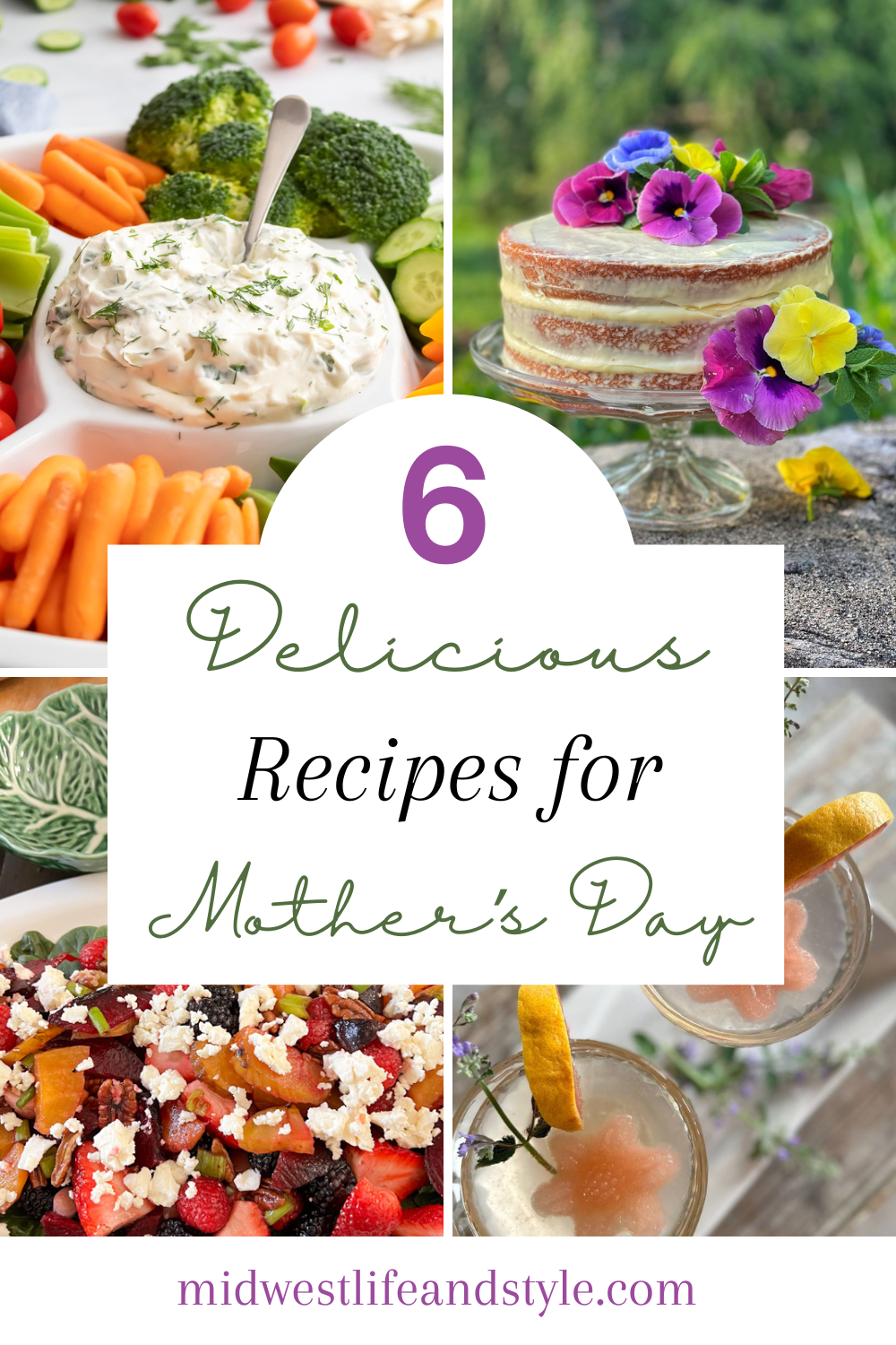 Collage of photos of recipes for a Mother's Day luncheon