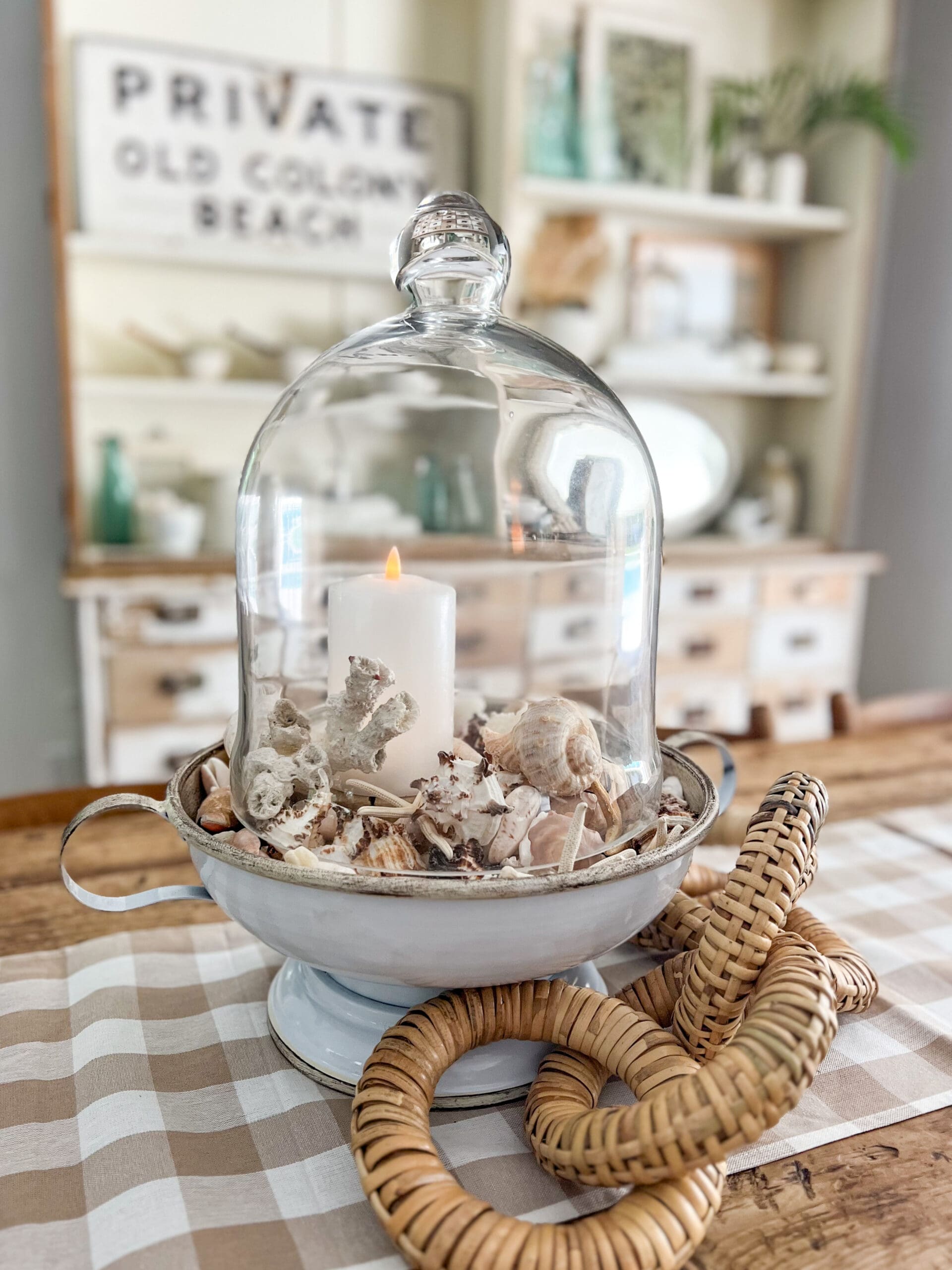 Summer Glass Cloche filled with Seashells from Robyn's French Nest - Week in Rewind Volume 84 - Midwest Life and Style Blog