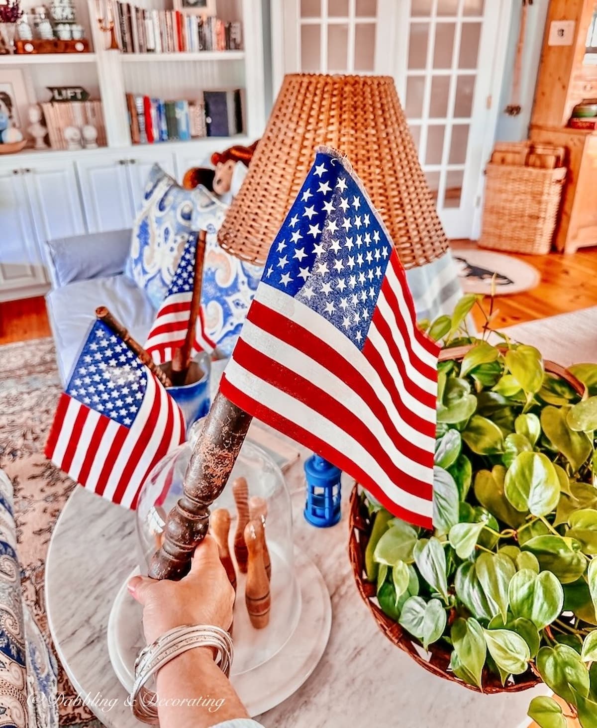 DIY American Flag with antique spindles from Dabbling and Decorating - Week in Rewind Volume 86