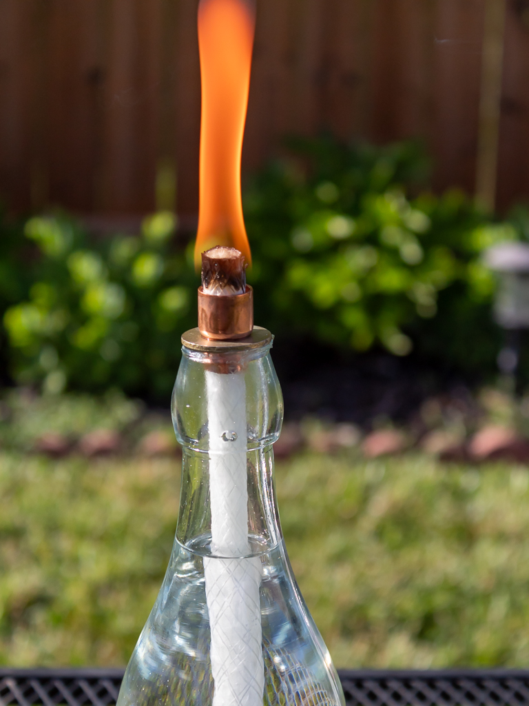 Lit DIY tabletop Tiki torch