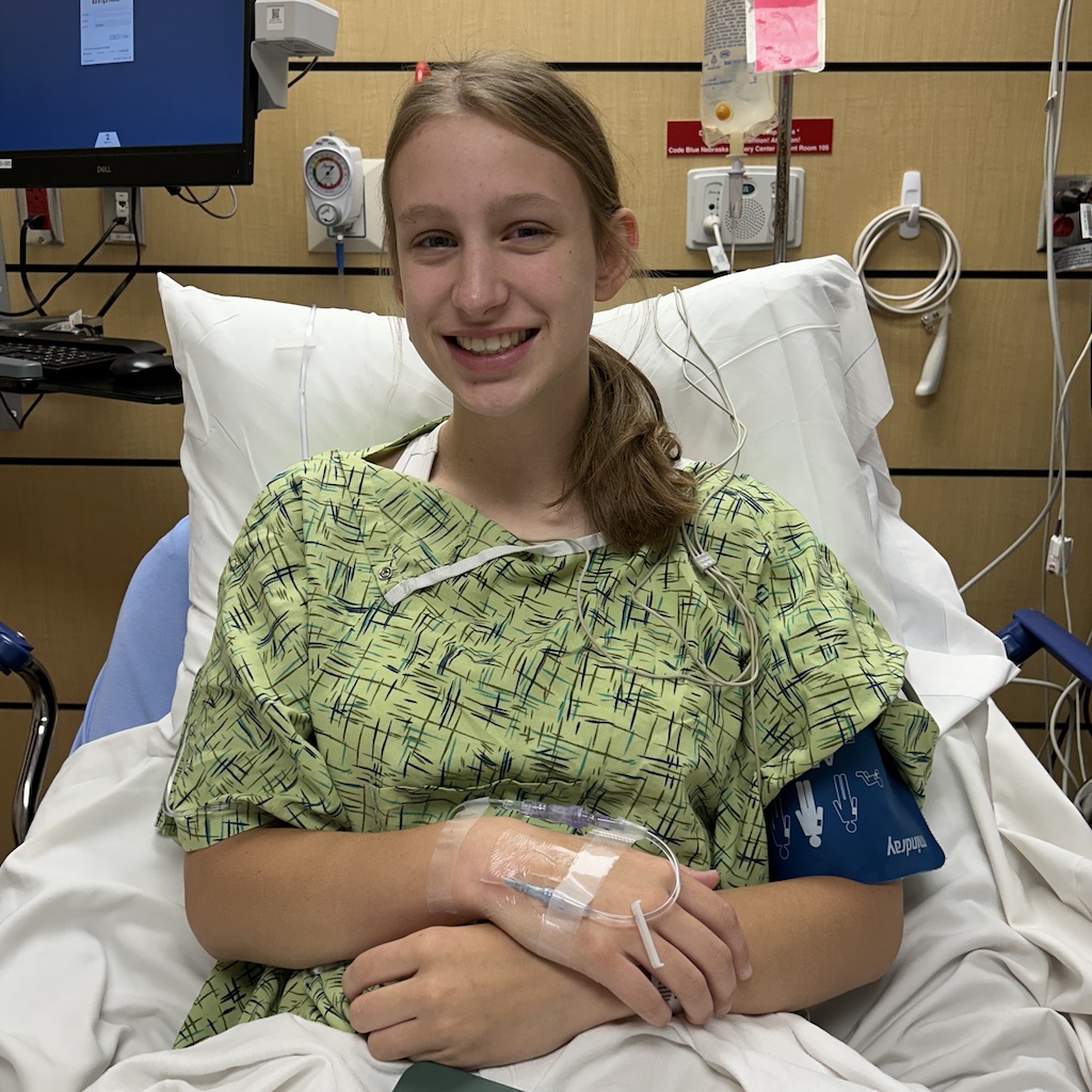 girl smiling before surgery