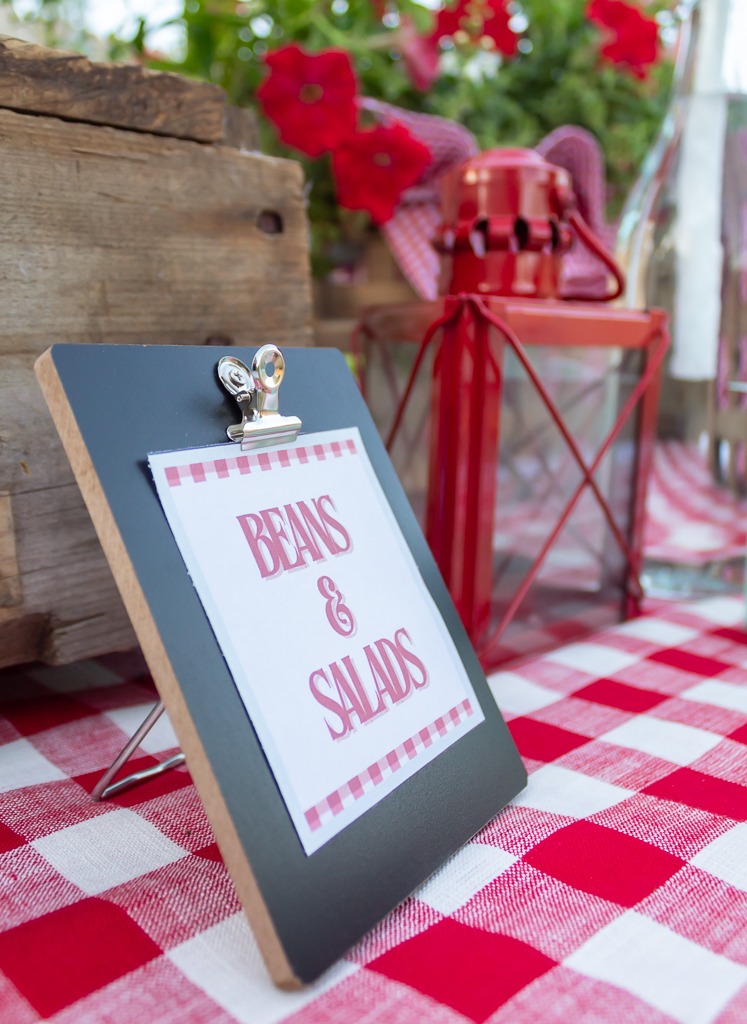 mini chalkboard for labeling food at a backyard cookout