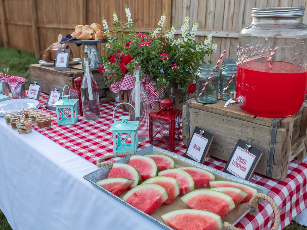 Red and White backyard summer cookout party