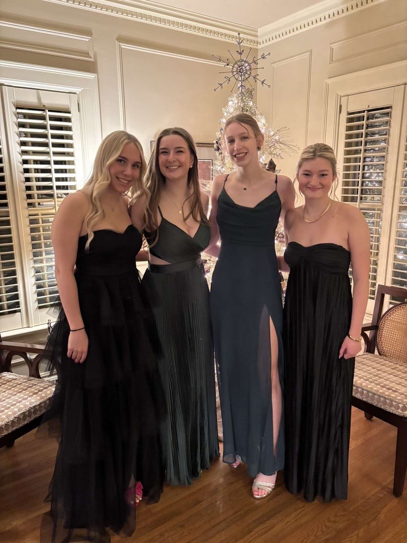 Friends dressed up for winter formal