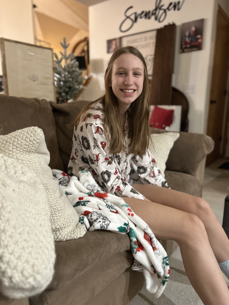 Christmas morning photo in jammies